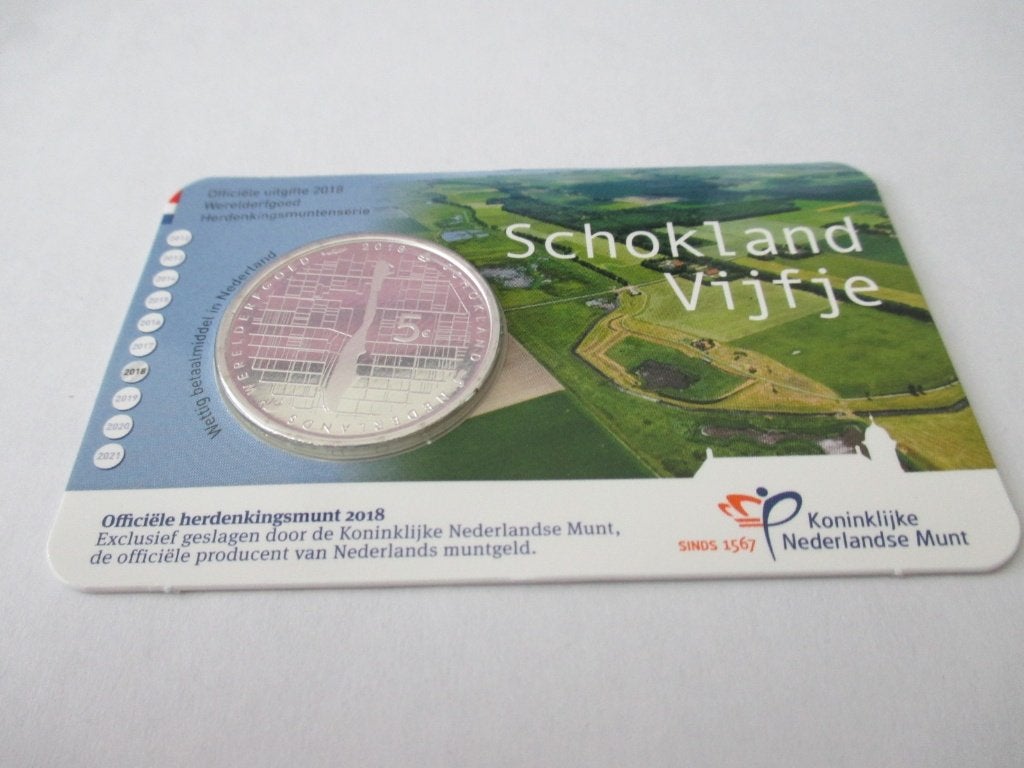 Coincard het Schokland vijfje 2018, Ophalen of Verzenden, Koningin Beatrix, Euro's, Setje