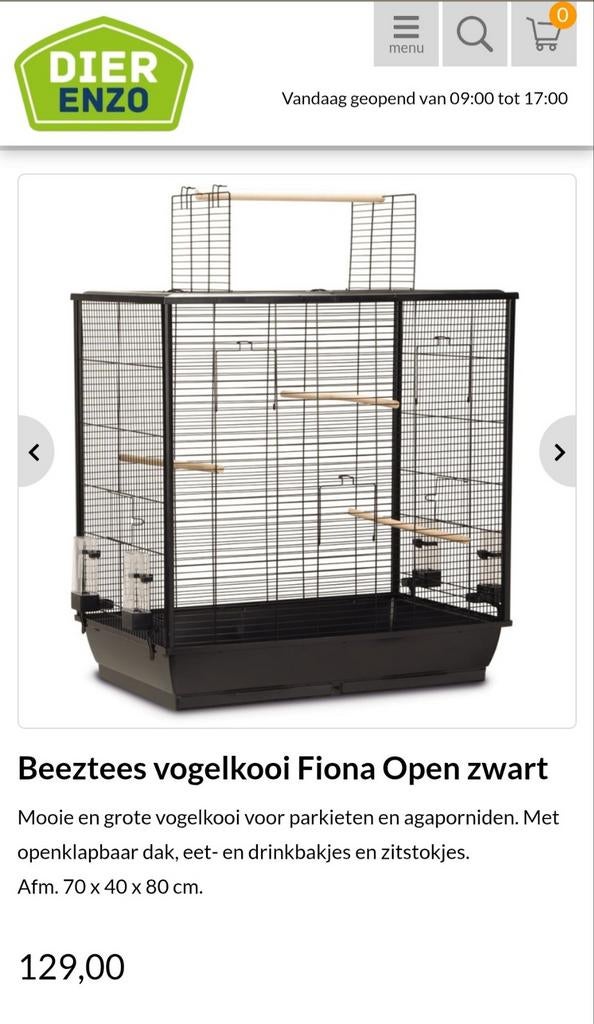 Beeztees vogelkooi Fiona, Dieren en Toebehoren, Ophalen, Metaal, Vogelkooi
