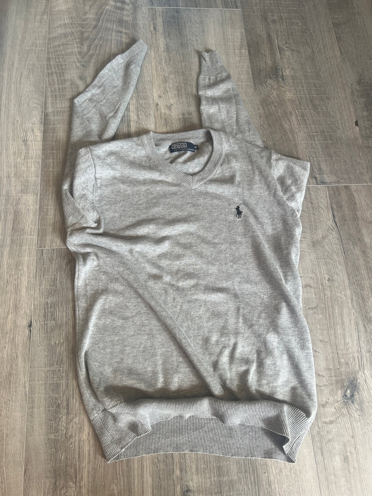 Polo Ralph Lauren V-hals trui grijs maat M, Ophalen of Verzenden, Zo goed als nieuw, Maat 48/50 (M), Grijs