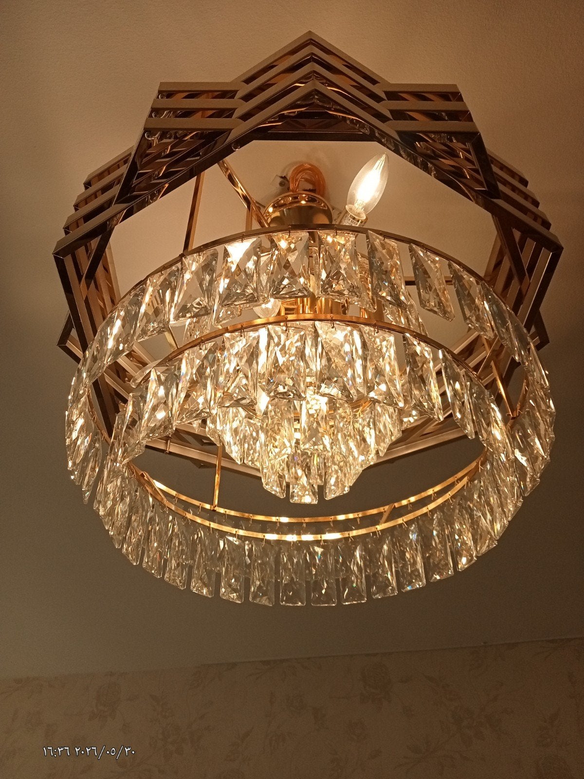 Luxe Kristallen Plafondlamp, Huis en Inrichting, Ophalen, Zo goed als nieuw