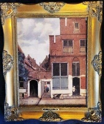 Het Straatje van Vermeer - Reproductie in Baroklijst, Ophalen, Bijzondere lijst, Doek, Klassiek