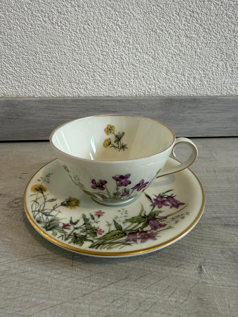 Krautheim Selb Bavaria “Wiesengrund” kop schotel decor ‘H’ 2, Antiek en Kunst, Antiek | Servies los, Ophalen of Verzenden