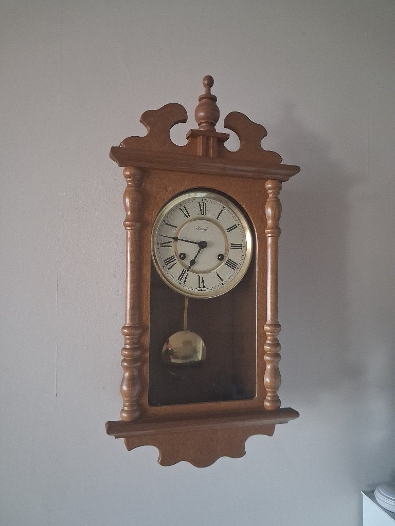 Vintage Hermle wandklok met slinger, Ophalen