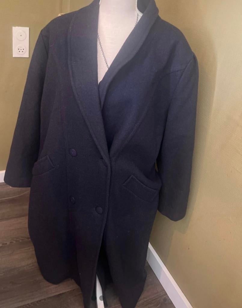 Vintage wollen jas XL blauw, Kleding | Dames, Jassen | Winter, Ophalen of Verzenden, Gedragen, Maat 46/48 (XL) of groter, Blauw