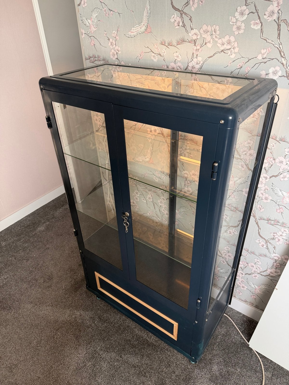 Vitrinekast met verlichting - 80x40x140cm, Gebruikt, 100 tot 150 cm, Glas, 25 tot 50 cm