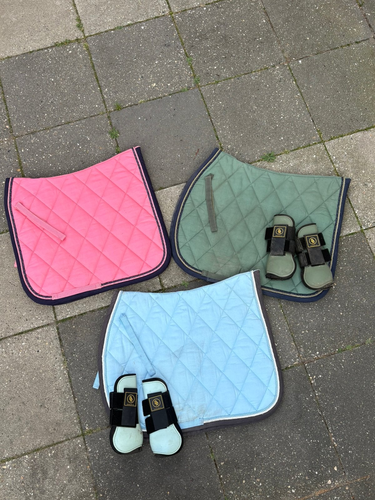Setjes dekje met peeskappen full cob roze, lichtblauw, groen, Ophalen of Verzenden, Zo goed als nieuw, Dressuurdekje