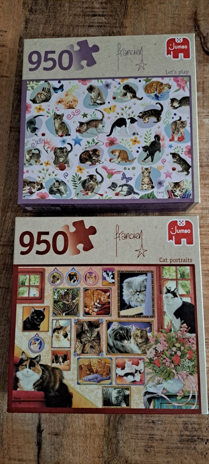 Jumbo Francien van Westering Katten Puzzels (2x 950 stukjes), Hobby en Vrije tijd, Denksport en Puzzels, Zo goed als nieuw, Legpuzzel