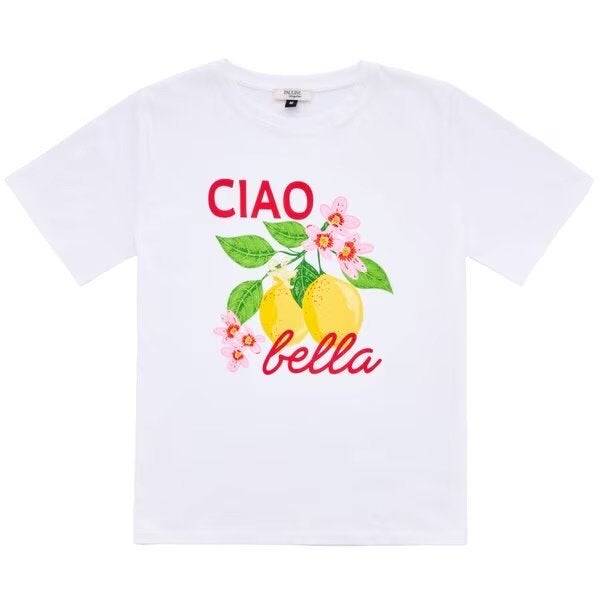 Pauline Wingelaar T-shirt Maat M - Ciao Bella Citroen Print, Maat 38/40 (M), Wit, Ophalen of Verzenden, Korte mouw