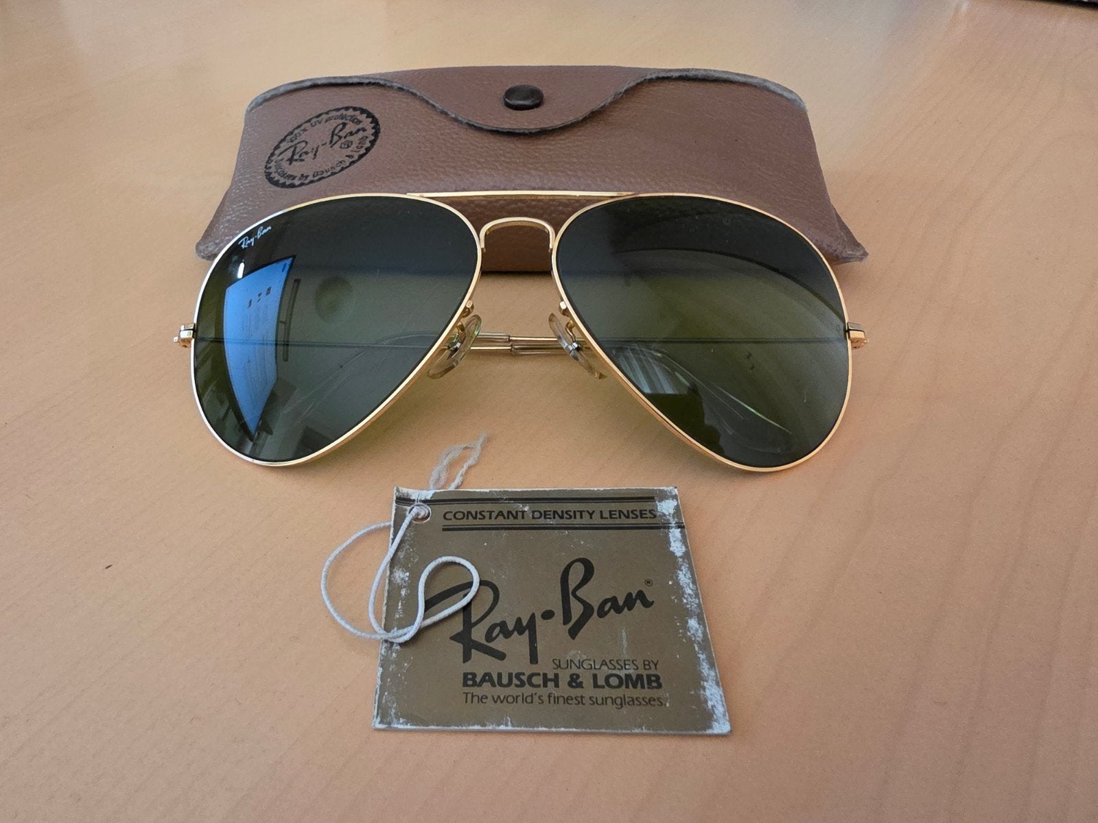 Vintage Ray-Ban B&L Aviator Zonnebril G15 Groen Jaren '90, Gebruikt, Zonnebril, Ophalen of Verzenden, Ray-Ban