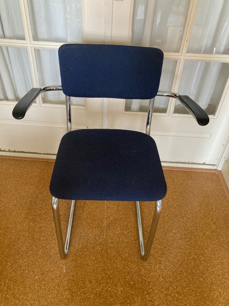stoel Gispen blauw, Ophalen, Gebruikt, Blauw, Metaal