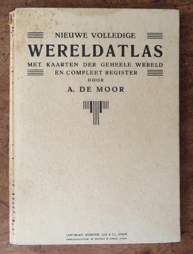 A de Moor Nieuwe Volledige Wereldatlas 1e druk 1930 ( Atlas, Boeken, Overige atlassen, Ophalen of Verzenden, Zo goed als nieuw
