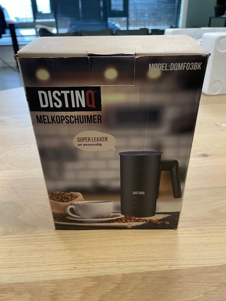 DistinQ Elektrisch Melkopschuimer - Zwart - PFAS Vrij, Elektrische melkopschuimer, Ophalen of Verzenden, Zo goed als nieuw, Info@semacobv.nl