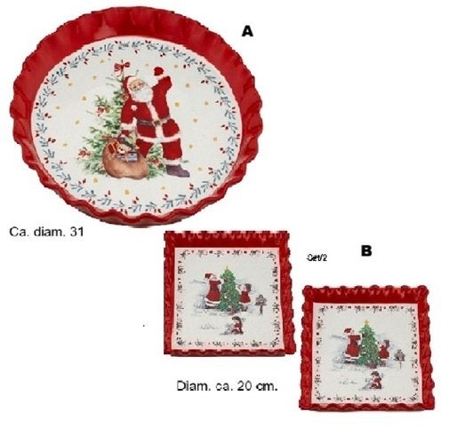 Taartschaal en/of gebaksborden Kerstservies Xmas, Huis en Inrichting, Keuken | Servies, Verzenden, Nieuw, Porselein, Overige stijlen