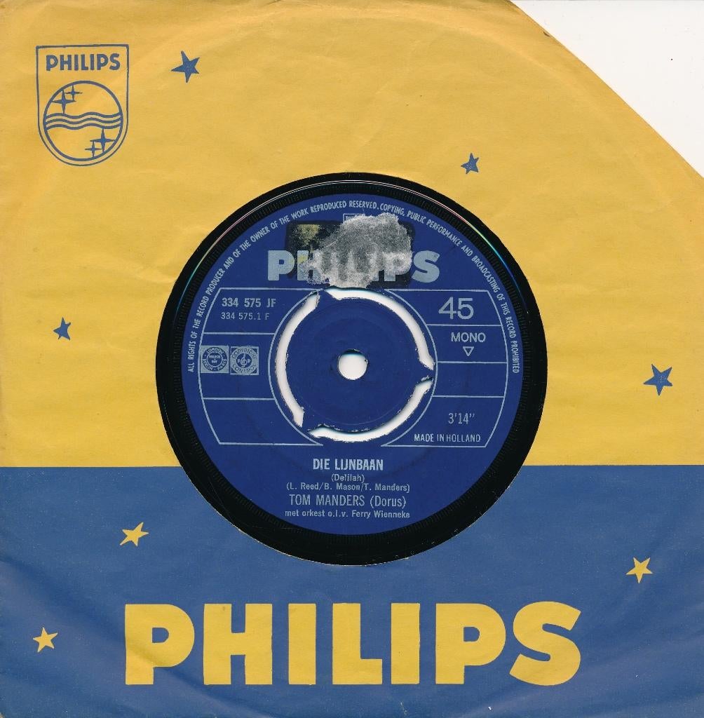 2600 Tom Manders (Dorus) - Die lijnbaan (1968), Cd's en Dvd's, Vinyl Singles, Ophalen of Verzenden, Gebruikt, Pop