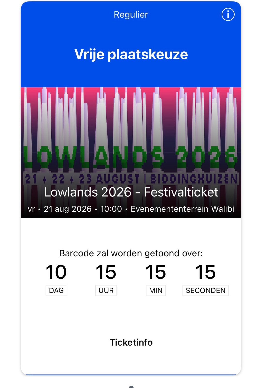 Lowlands 2026 1x Ticket Weekend €340