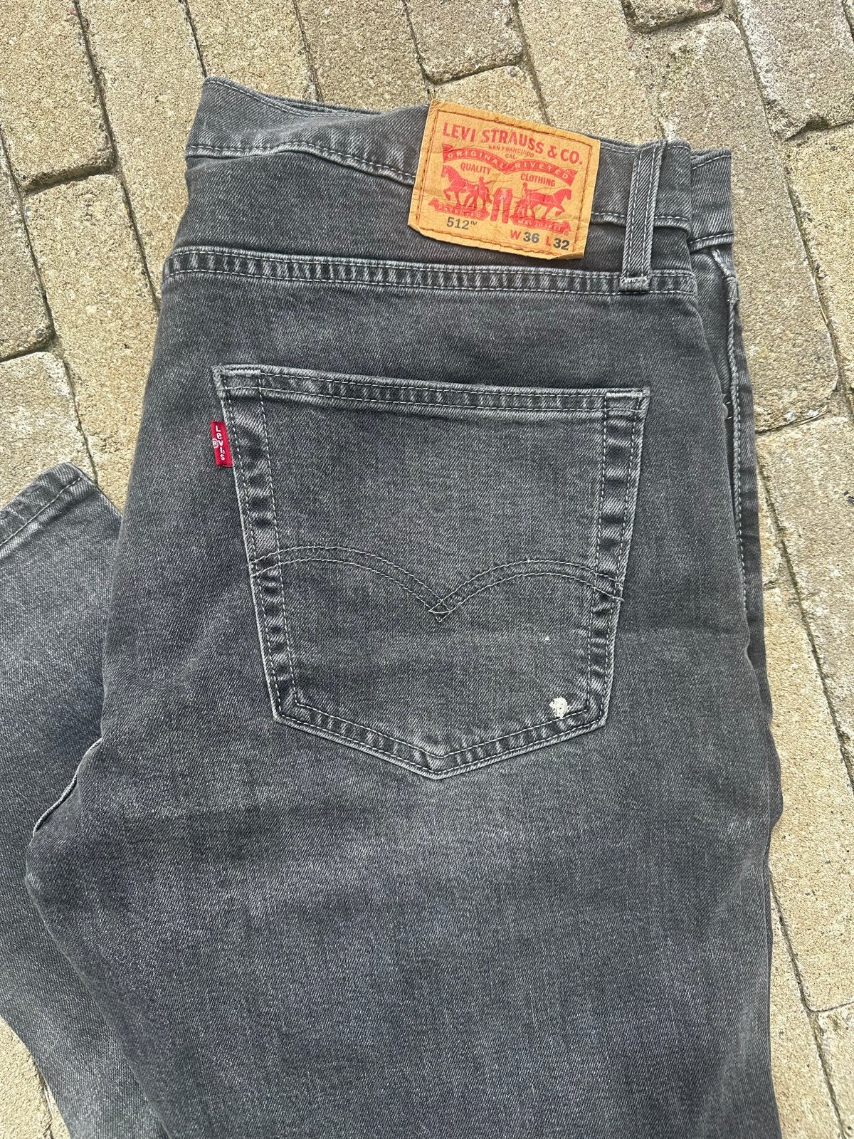 Levi's 512 Slim Taper Jeans W36 L32 - Zwart/Grijs, Ophalen of Verzenden, Gedragen, Zwart, W36 - W38 (confectie 52/54)