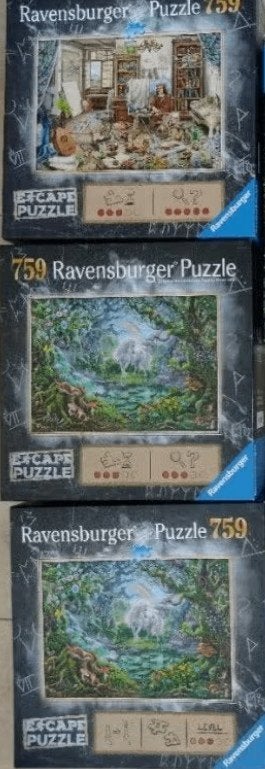 Ravensburger Escape puzzels, Kunstenaarsatelier, De Eenhoorn, Ophalen, 500 t/m 1500 stukjes, Zo goed als nieuw, Legpuzzel