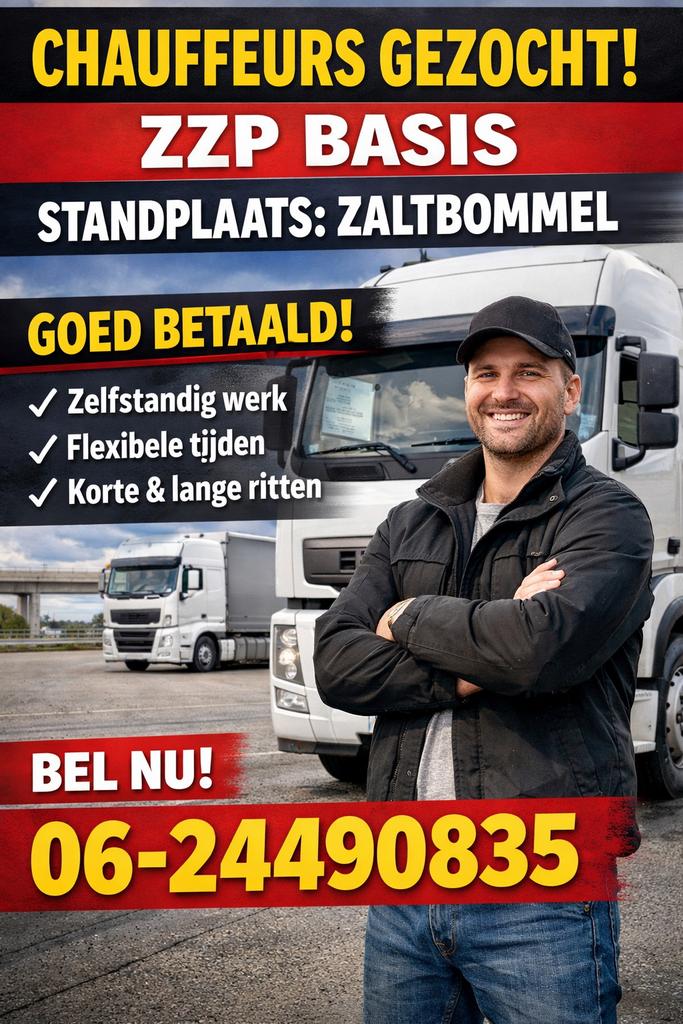 ZZP CHAUFFEURS GEZOCHT – RIJBEWIJS CE en C, Vacatures, 33 - 40 uur, Overige niveaus, Overige vormen