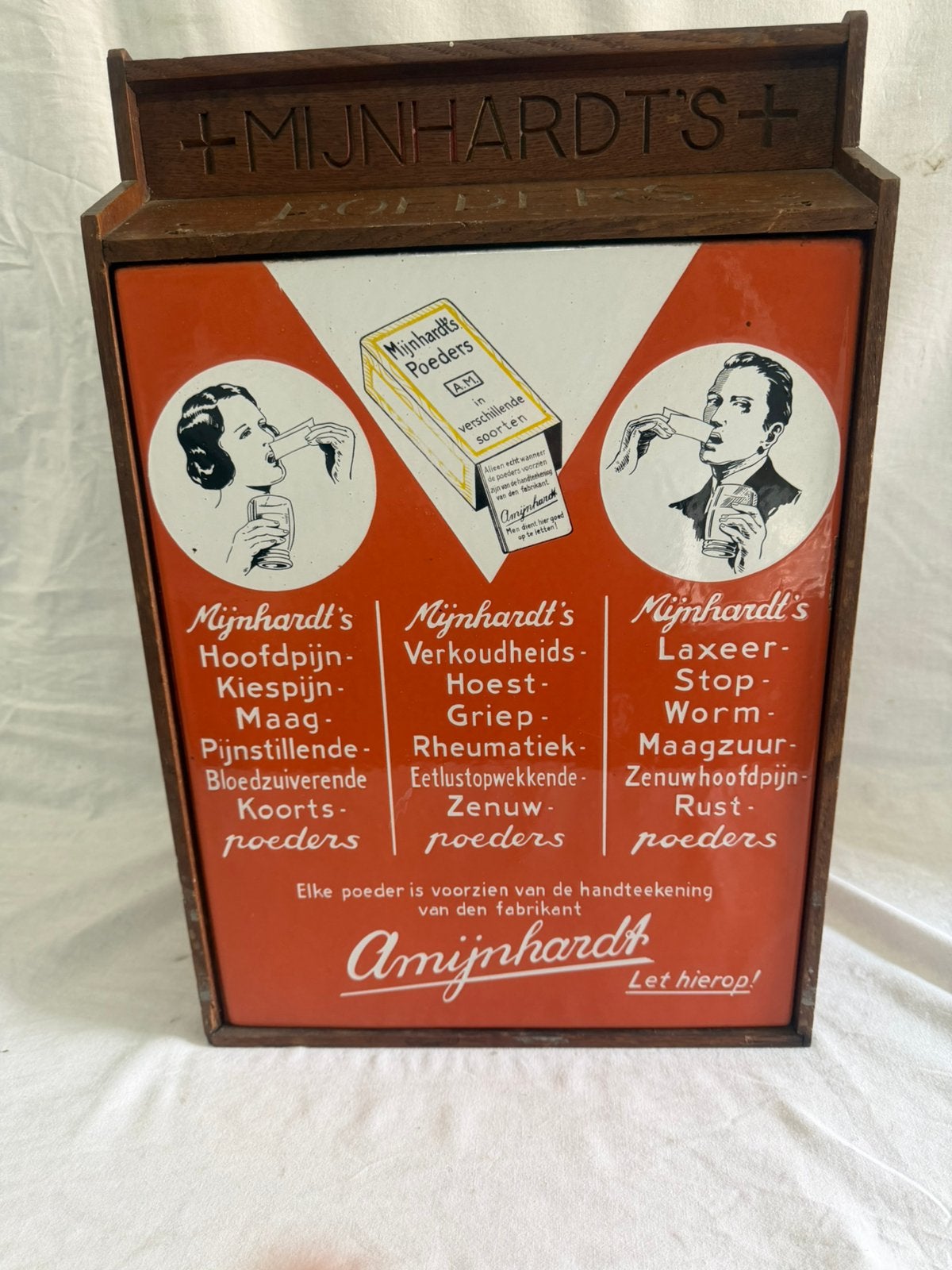 Mijnhardt’s Kastje Met Emaille Plaat, Ophalen of Verzenden, Gebruikt