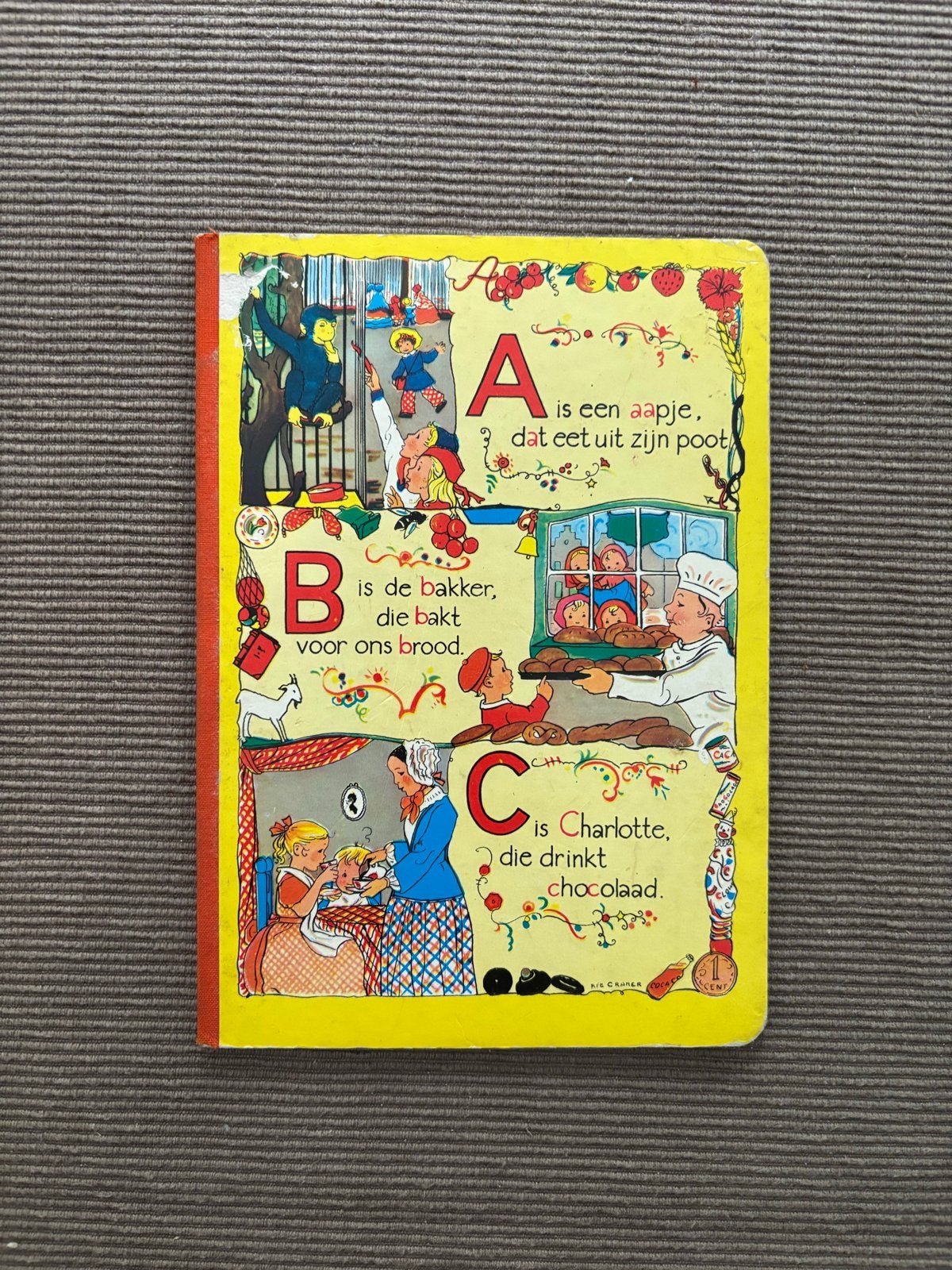 Vintage ABC-boekje Ric Cramer - Mulder Holland karton boek!, Boeken, Gelezen, Uitklapboek, Fictie algemeen, Jongen of Meisje