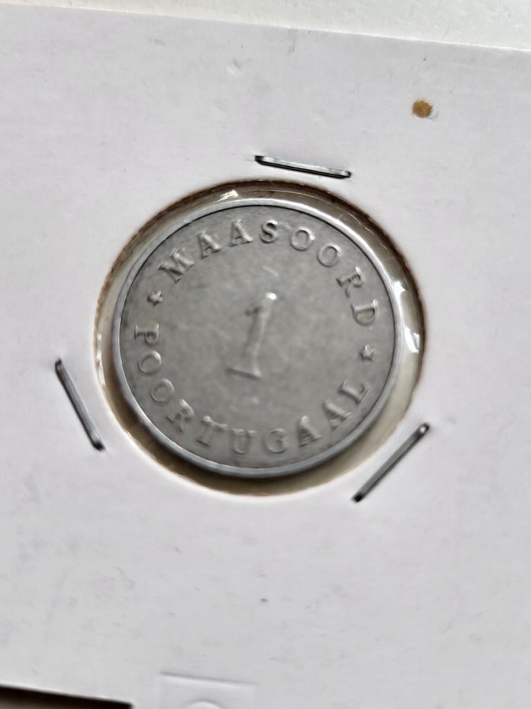 Inrichtingsgeld Maasoord Poortugaal waarde 1 aluminium, Postzegels en Munten, Penningen en Medailles, Ophalen of Verzenden, Overige materialen