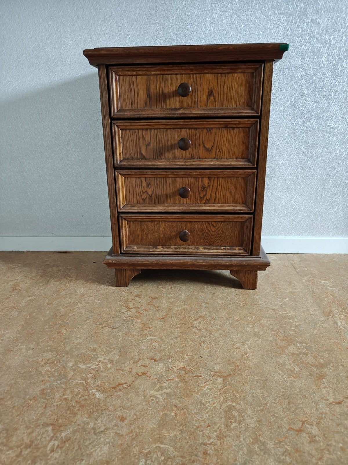 vintage eiken lade kastje met 4 lade, Huis en Inrichting, Kasten | Ladekasten, Ophalen, Gebruikt, 50 tot 100 cm, Minder dan 100 cm