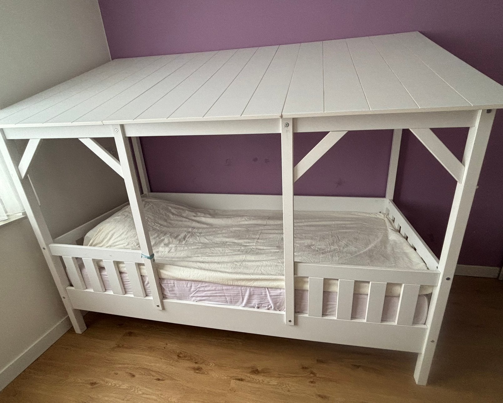 Vipack huisbed 90x200 cm, 90 cm, Eenpersoons, Wit, Ophalen of Verzenden