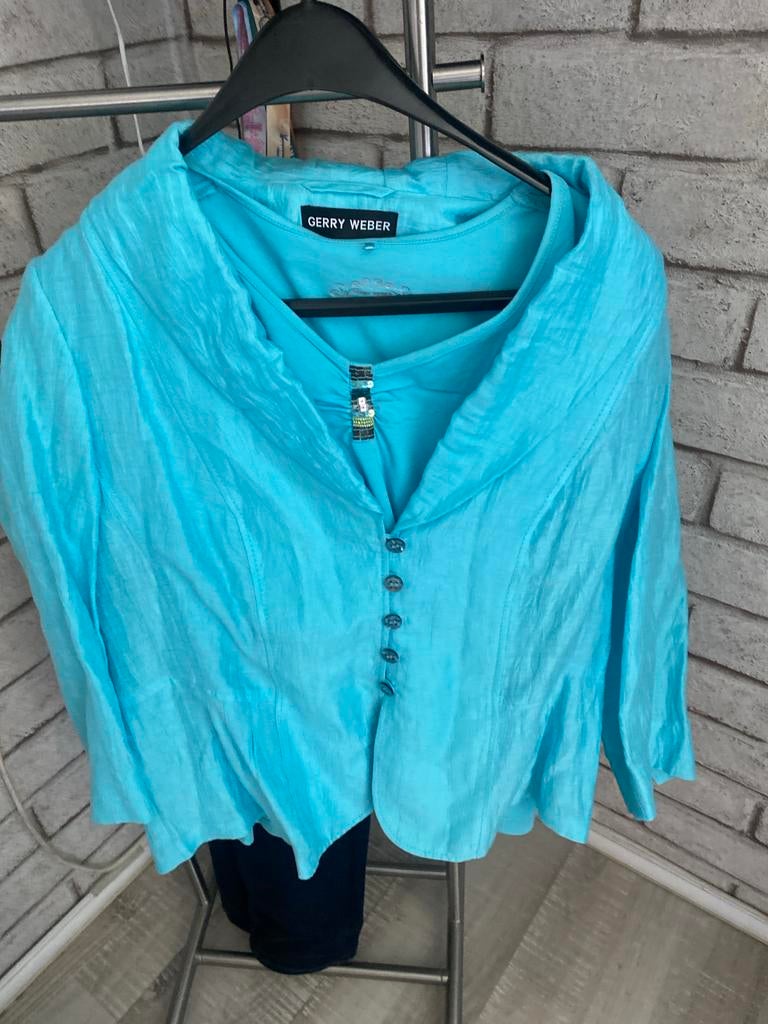 Gerry Weber blouse/blazer /rok maat M, lichtblauw, Ophalen of Verzenden, Nieuw, Maat 38/40 (M), Blauw