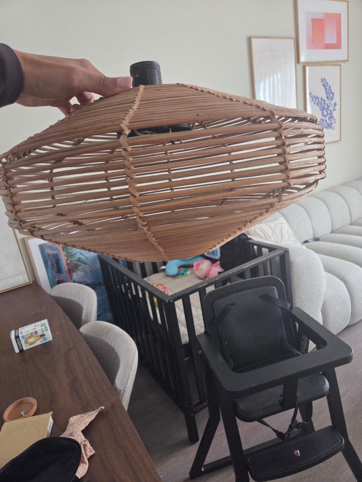 Rotan lampenkap. Plafondlamp van de kwantum., Minder dan 50 cm, Zo goed als nieuw, Minder dan 25 cm, Minder dan 100 cm