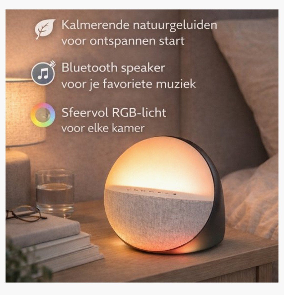 Brainz Wake Up Light Speaker met Bluetooth en RGB-licht, Audio, Tv en Foto, Luidsprekers, Overige merken, Ophalen of Verzenden