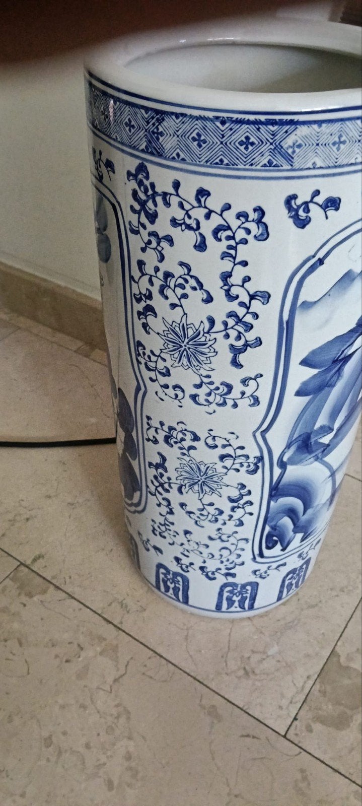 Prachtige Chinese porseleinen vaas - Blauw-wit decor,  parap, Ophalen