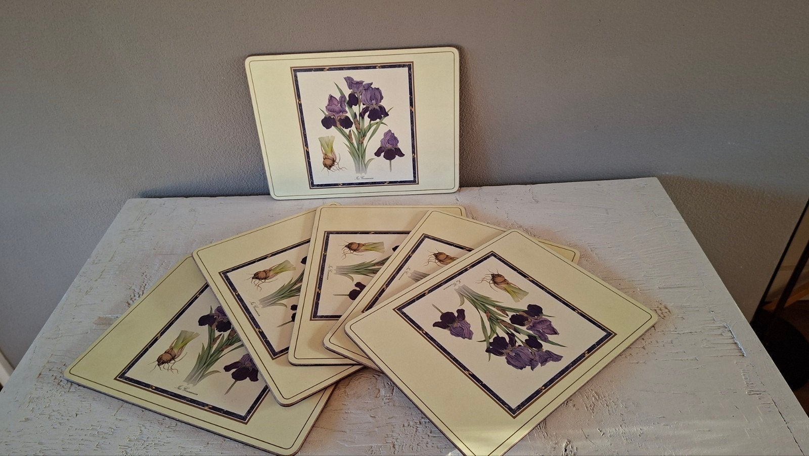 6 vintage Pimpernel placemats Iris Germanica, Hout, Gebruikt, Meerkleurig, Ophalen of Verzenden