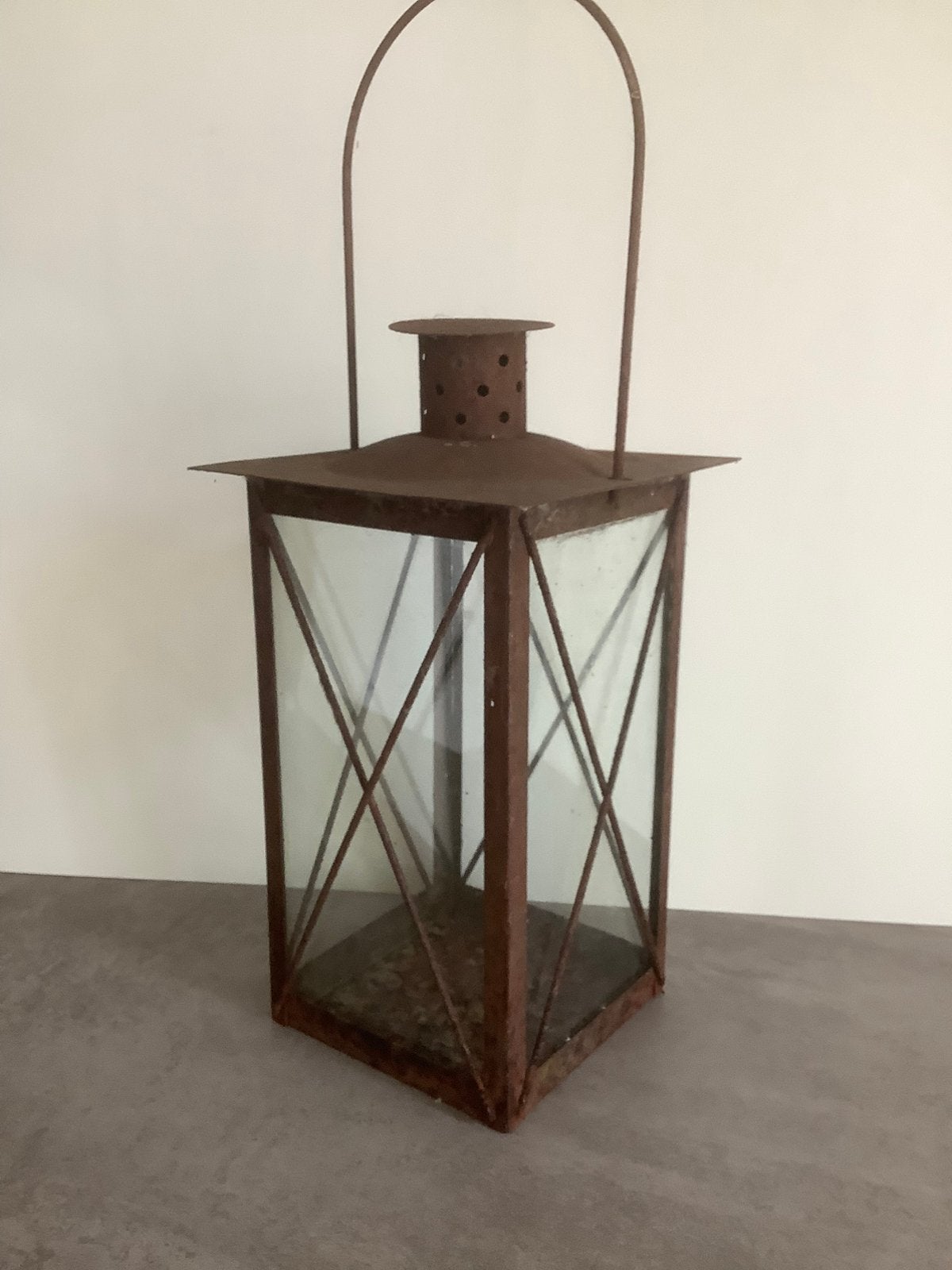 Brocante roestige lantaarn, Ophalen of Verzenden