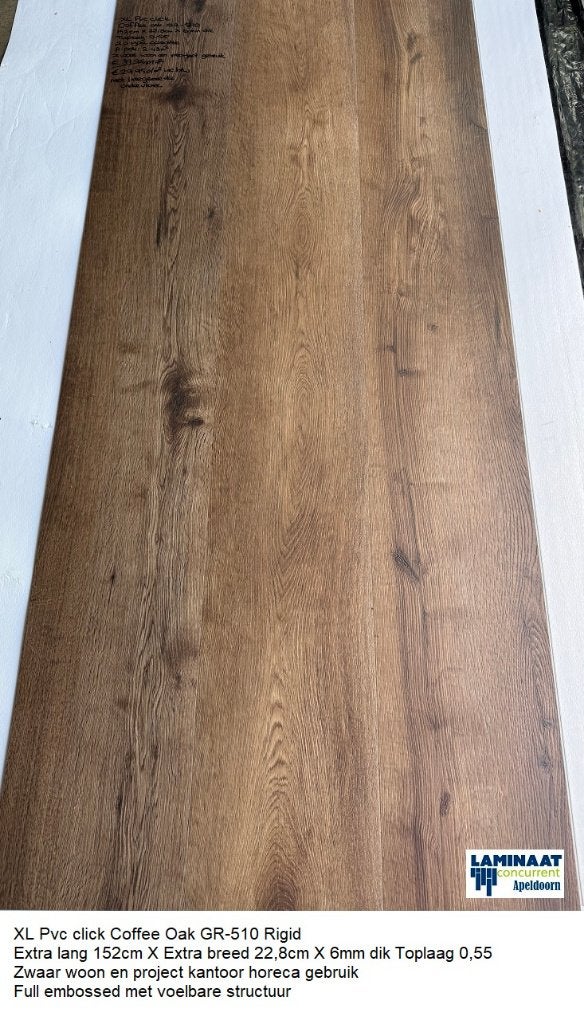 Pvc click Coffe Oak Donker Bruin met integreerde ondervloer, XL Pvc click Extra lang Extra breed Extra dik Donker bruin, Bruin