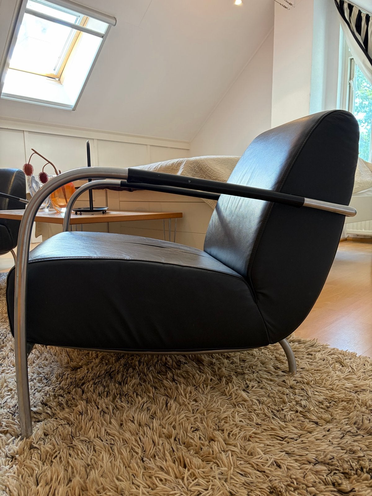 Twee leren Harvink design stoelen, Ophalen of Verzenden, Zo goed als nieuw, 75 tot 100 cm, 50 tot 75 cm