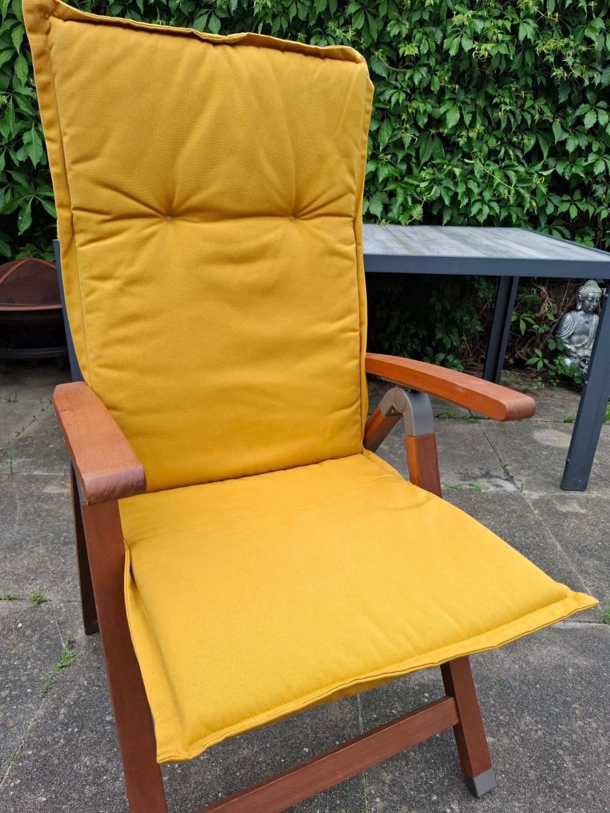 Nieuwe Tuinstoel kussens, 4 stuks, 2 gele en 2 zwarte, Ophalen, Nieuw, Kunststof