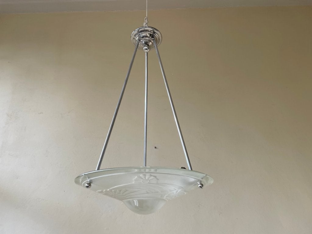 Art Deco 1930 Hanglamp Schaallamp Lamp Frans, Ophalen of Verzenden
