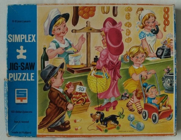 Simplex houten JigSaw Puzzle (Simplex made in Holland 6-8jr), Antiek en Kunst, Ophalen of Verzenden