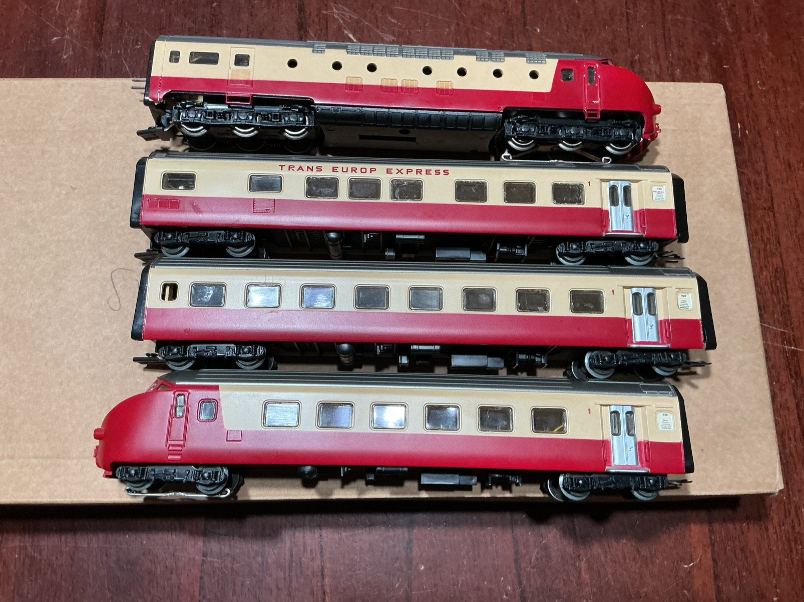Marklin Tee 3071 trans europa express 4 delige set aneloog, Wisselstroom, Ophalen of Verzenden, Märklin, Gebruikt