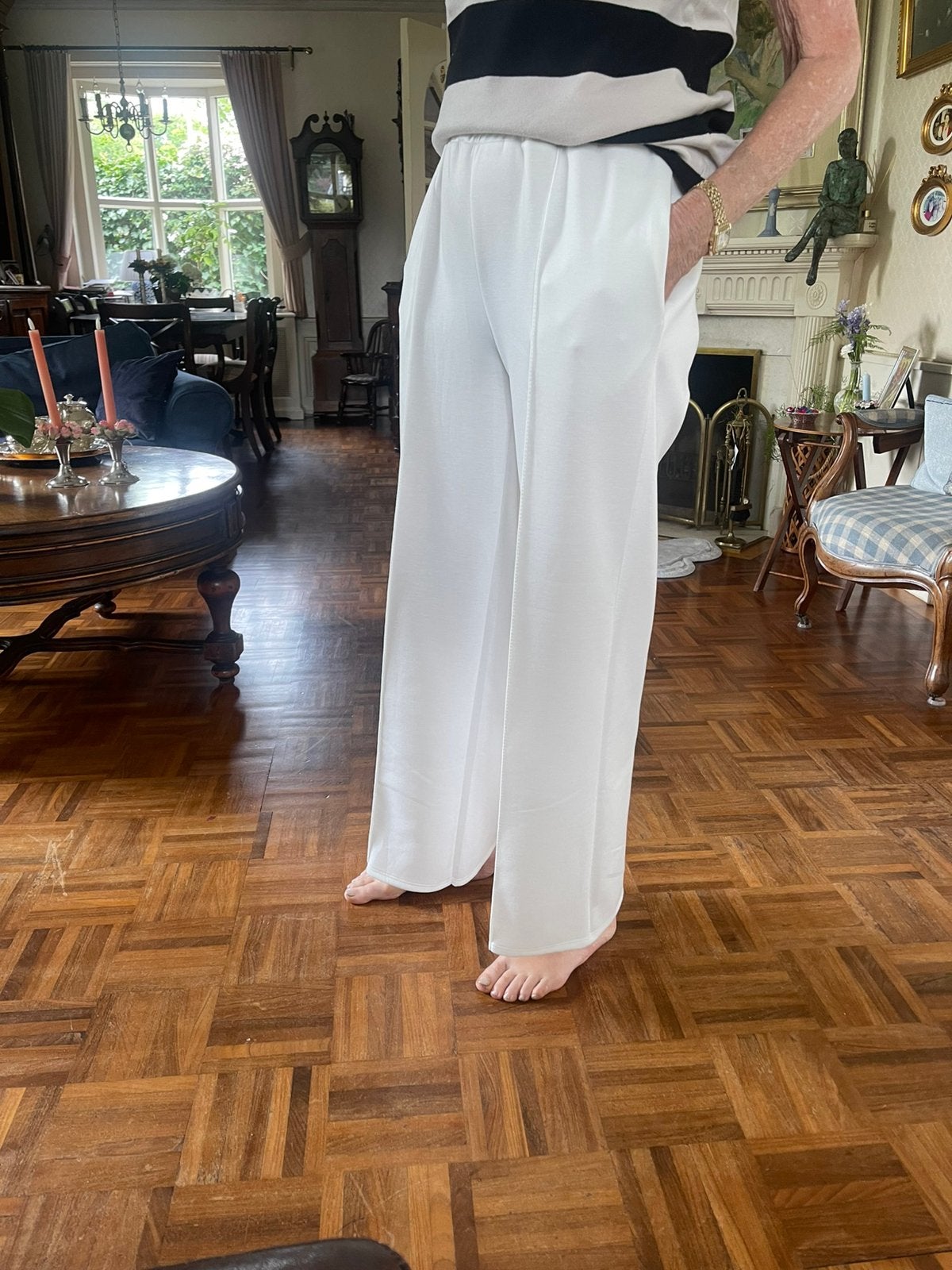 Nieuwe Witte Palazzo Broek - Comfortabel en Stijlvol, Kleding | Dames, Wit, Maat 42/44 (L), Nieuw, Ophalen of Verzenden