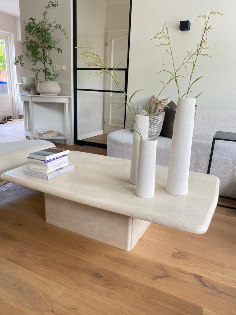 Travertin salontafel, vintage design - natuursteen, Ophalen, Overige materialen, 100 tot 150 cm, 50 tot 100 cm