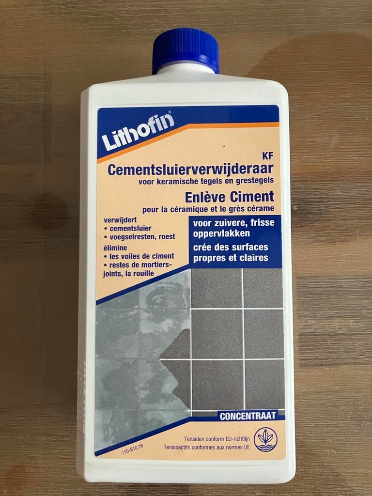 Lithofin KF Cementsluierverwijderaar / tegelreiniger 85% vol, Ophalen of Verzenden, Zo goed als nieuw, Overige typen