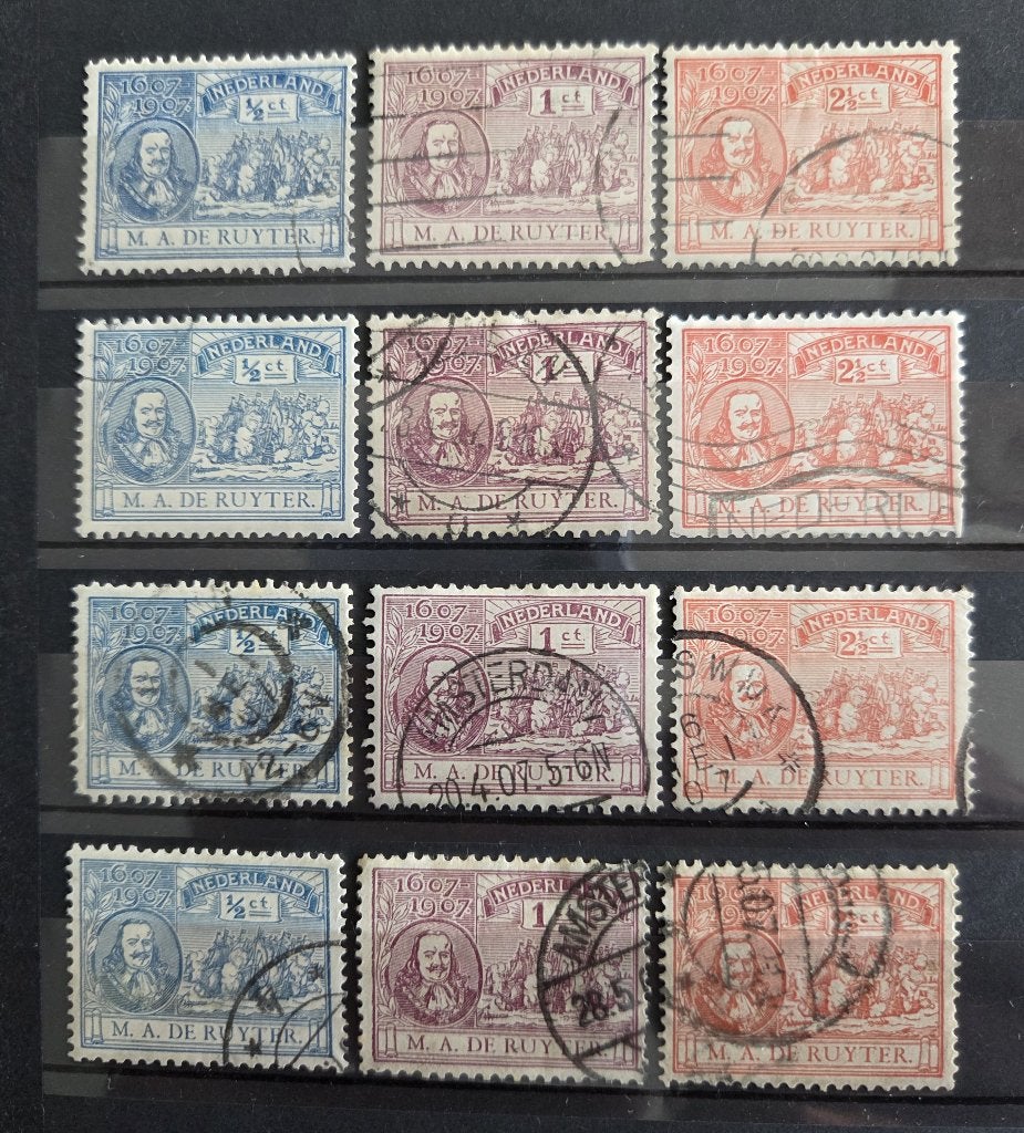 4x NVPH 87-89 gestempeld. Michiel de Ruyter., Verzenden, T/m 1940, Gestempeld