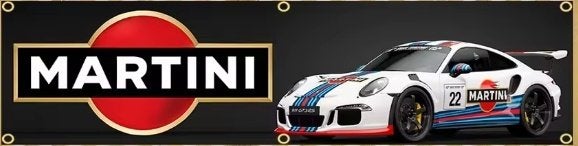 PORSCHE MARTINI BANNER 45 X180 CM MET BEV  OGEN, Ophalen of Verzenden, Nieuw