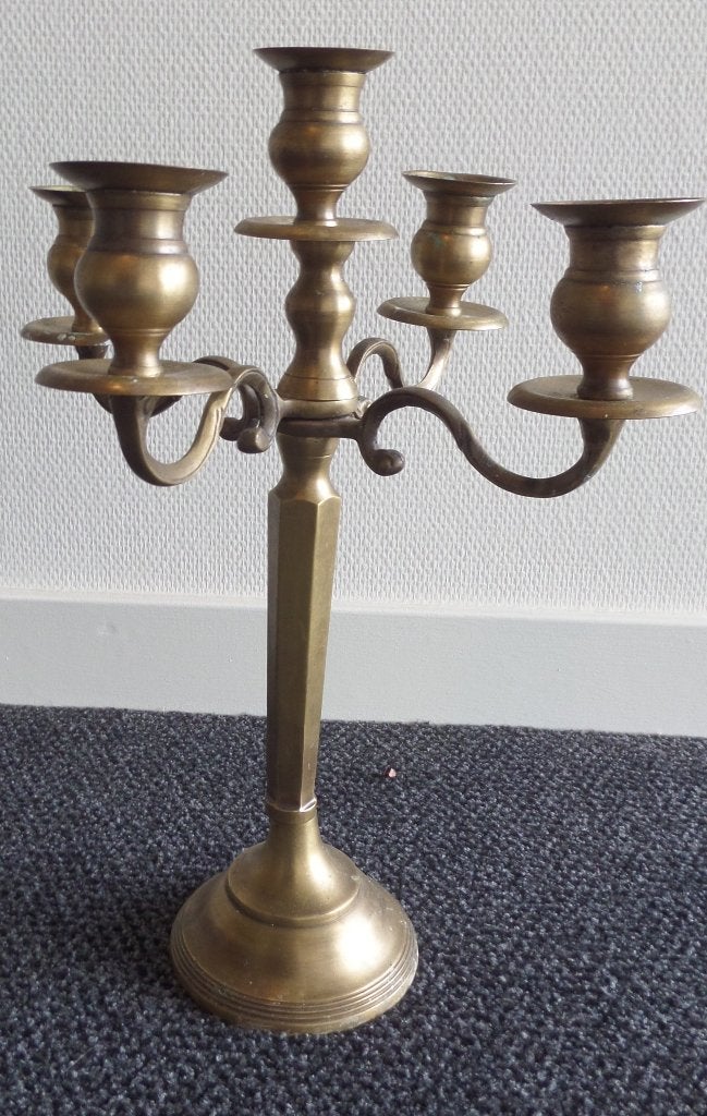 grote kerk kandelaar 5 armen. 42 cm. hoog​​, Ophalen of Verzenden