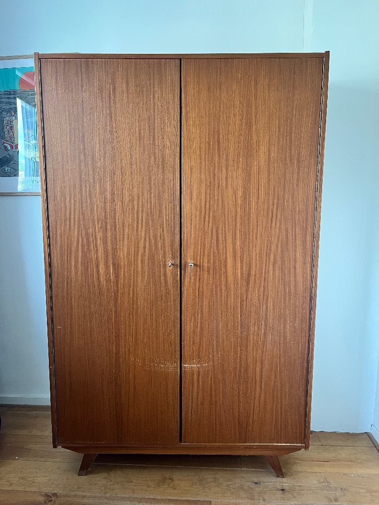 Mid Century Vintage kledingkast / linnenkast, Huis en Inrichting, Kasten | Kledingkasten, Ophalen, Gebruikt, 50 tot 100 cm, 150 tot 200 cm