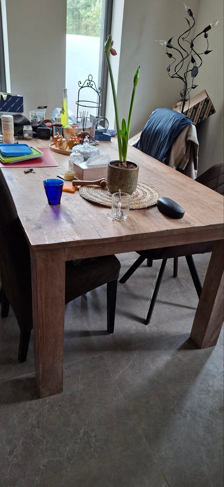 mooie teakhouten eettafel, Ophalen, Teakhout, 200 cm of meer, 50 tot 100 cm