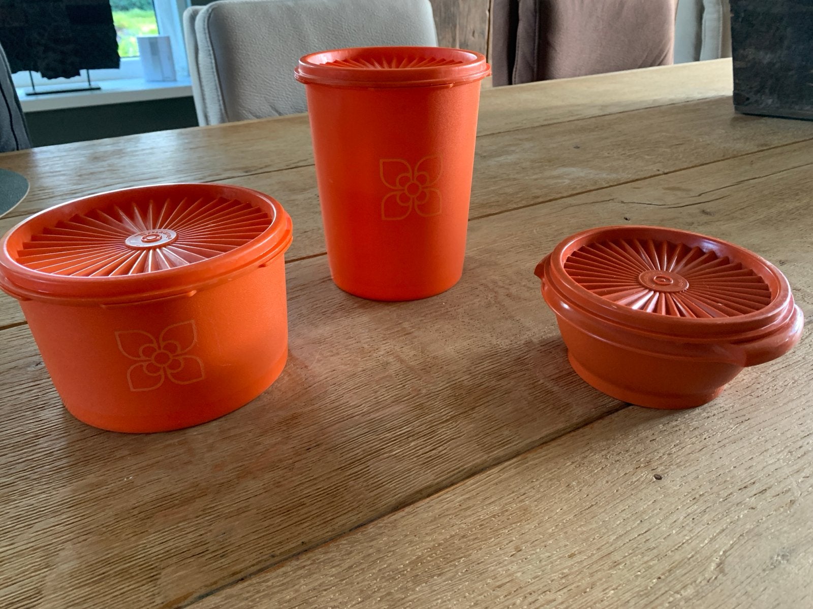 Tupperware Zonnedeksel Schalen Set - Oranje, Retro, Gebruikt, Tupperware, 500 ml