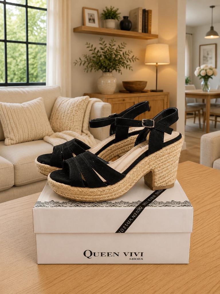 Zwarte sleehak sandalen voor dames  – Maat 36, Zwart, Nieuw, Queen Vivi, Ophalen of Verzenden