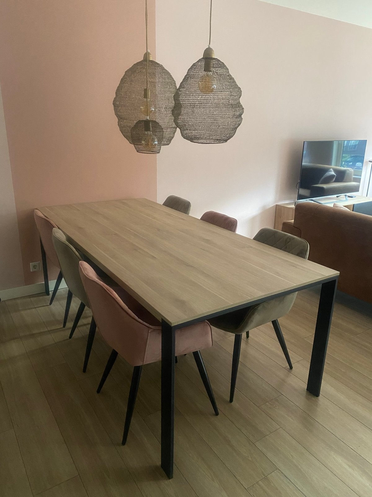 Eiken eettafel 220x100 Calabria Sanders Wonen, Huis en Inrichting, Tafels | Eettafels, Ophalen, 200 cm of meer, 50 tot 100 cm